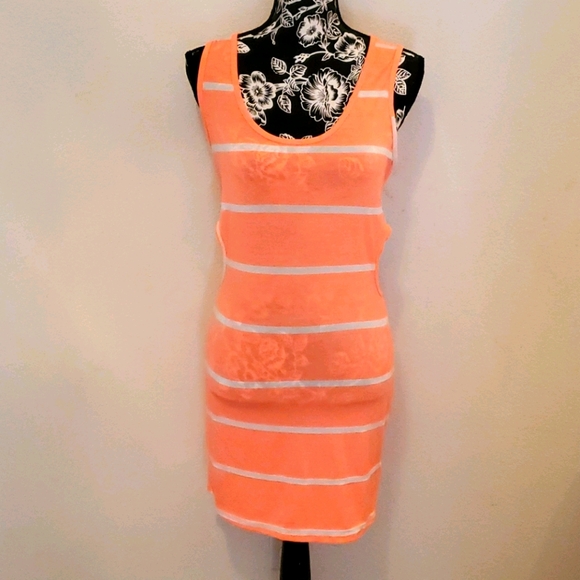 Bebe Coral Back Cut Out Dress M - Picture 1 of 6